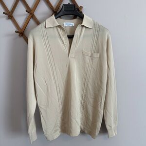 Montagut Paris Champagne Vintage Fil Lumiere Knit Polo Sweater Size 4